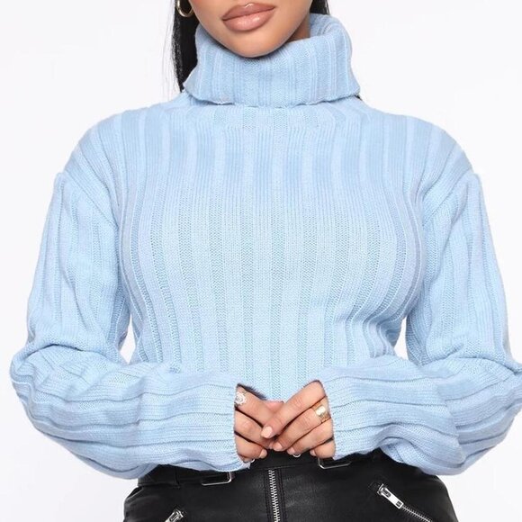 Baby Blue Turtleneck Sweater - Small - Picture 1 of 4